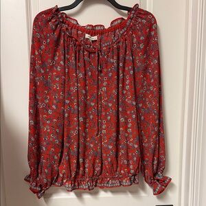 Max Studio Red Floral Blouse